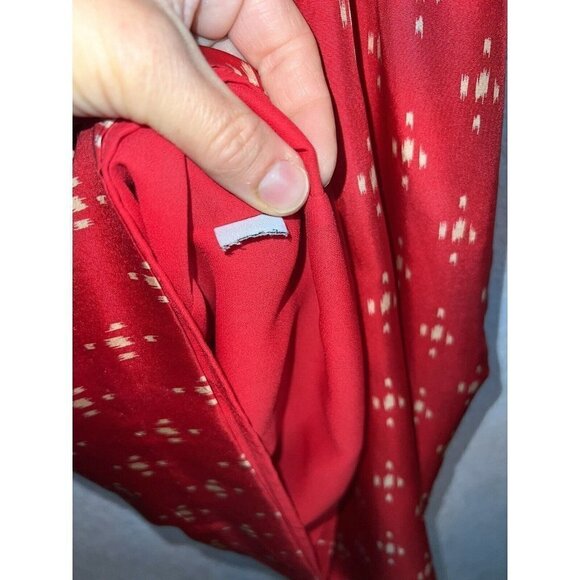 J Crew Womens 100% Silk Midi Dress Red Cream Color Pockets Size 6 Lined (M) - Picture 10 of 12